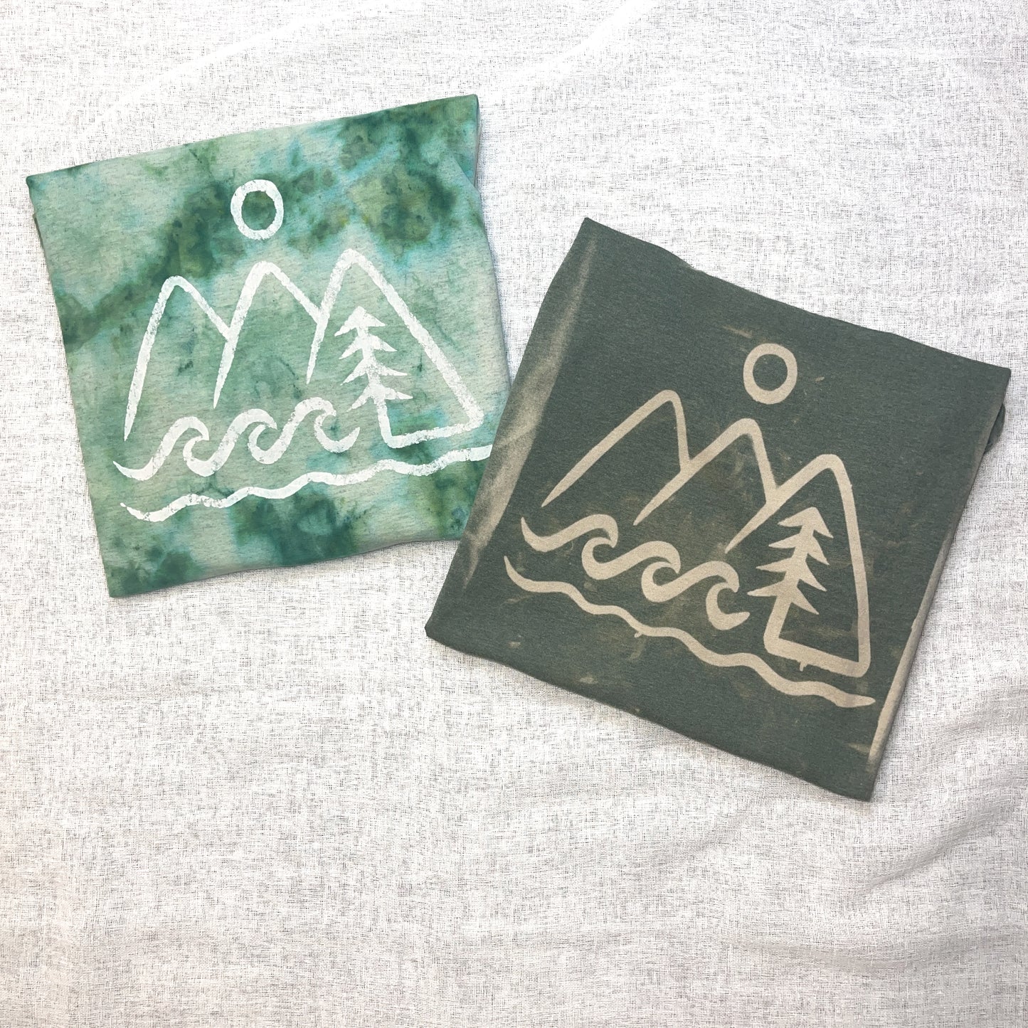 Green Bleached Triangles - Solid Tee