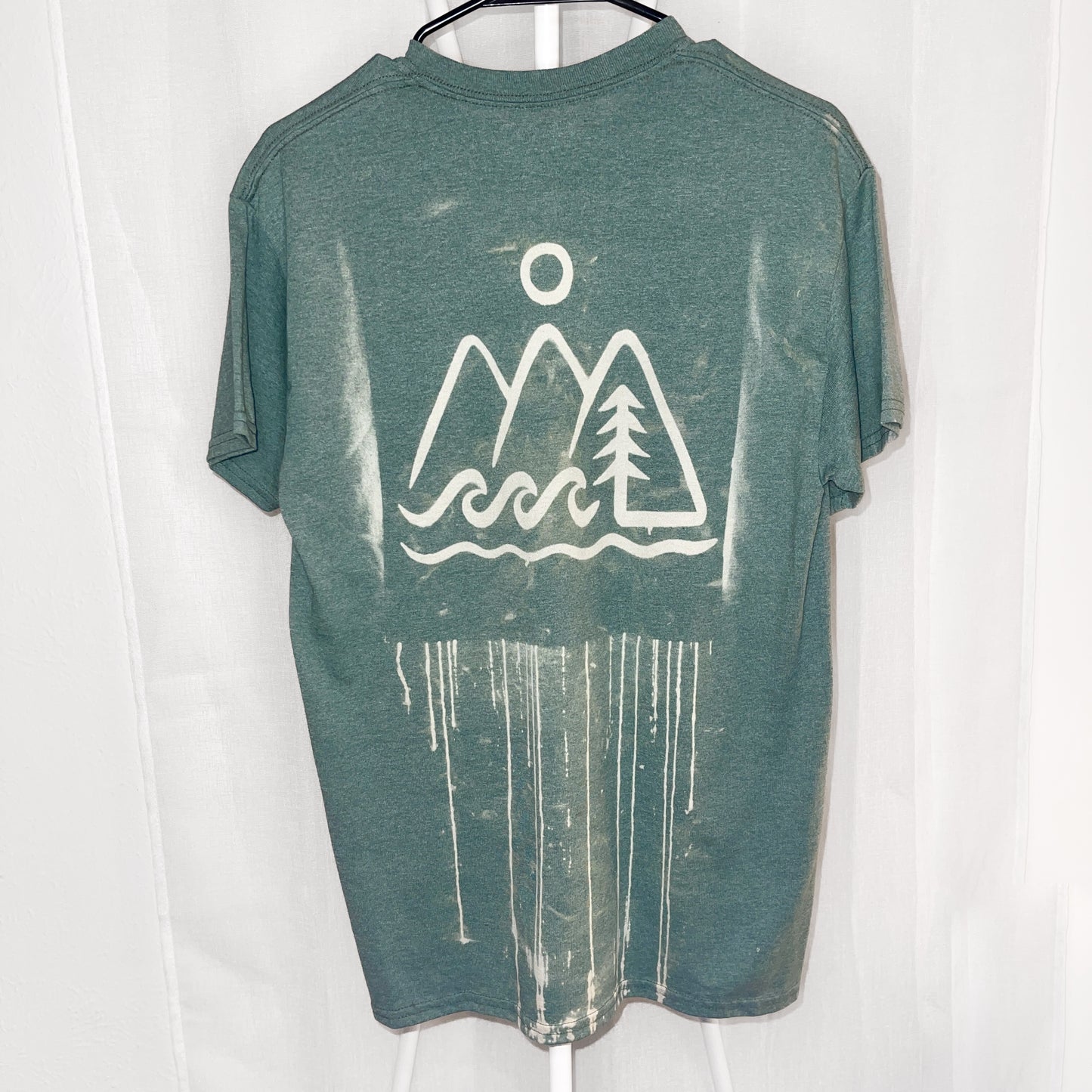 Green Bleached Triangles - Solid Tee