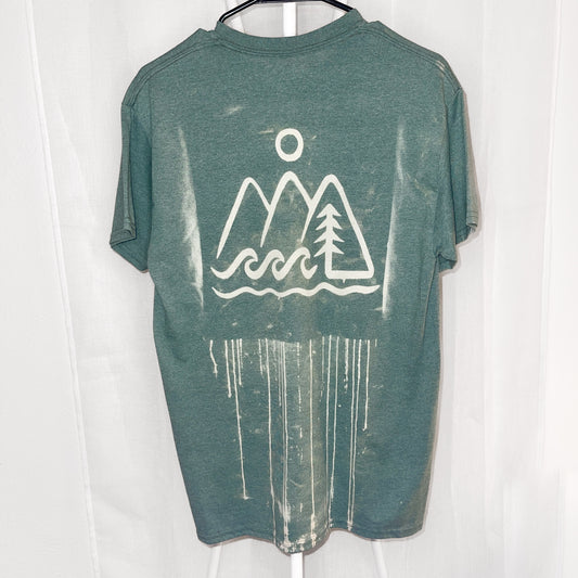 Green Bleached Triangles - Solid Tee