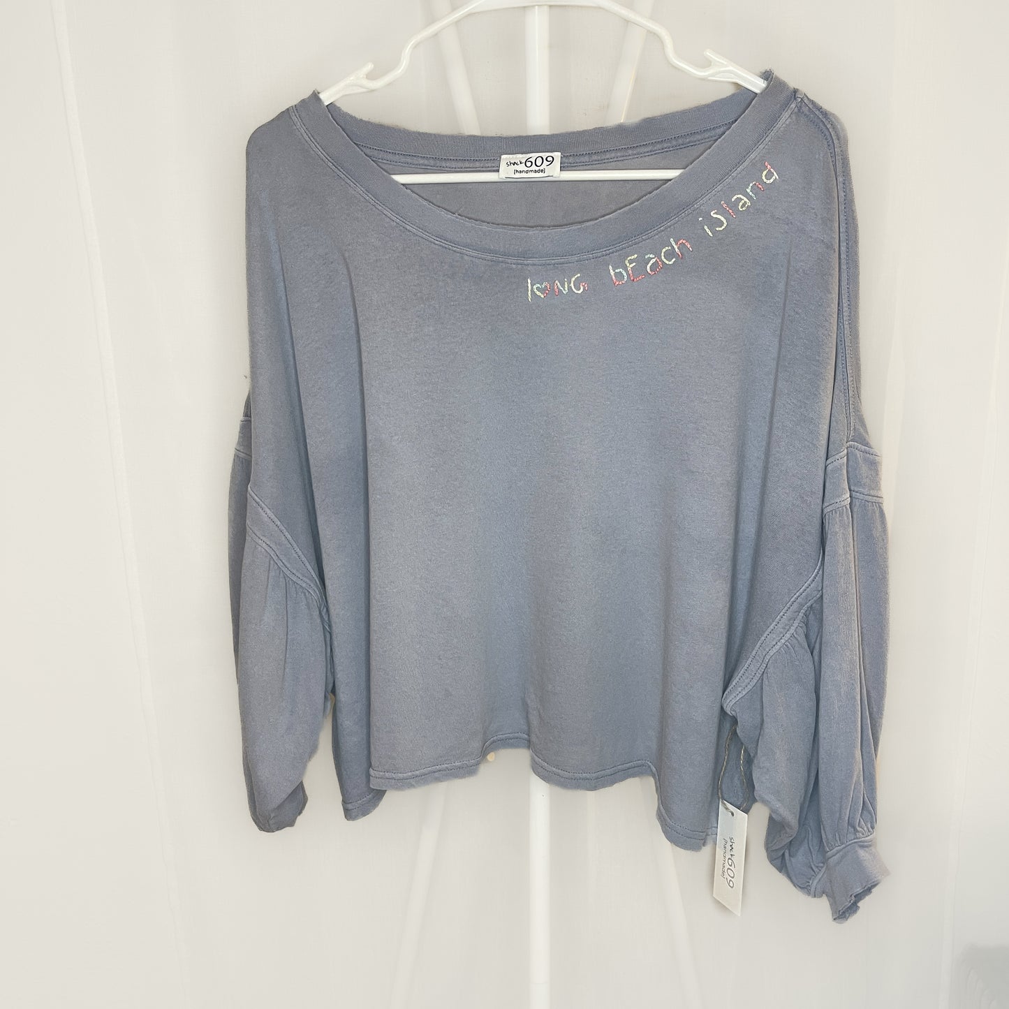 LBI NJ Embroidered Neckline Long Sleeve - Loose