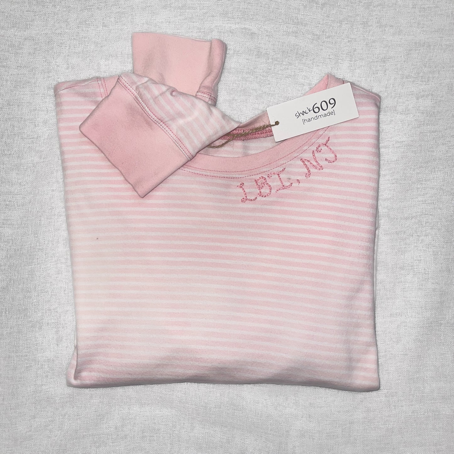 Long Beach Island Embroidered Neckline Long Sleeve - Striped