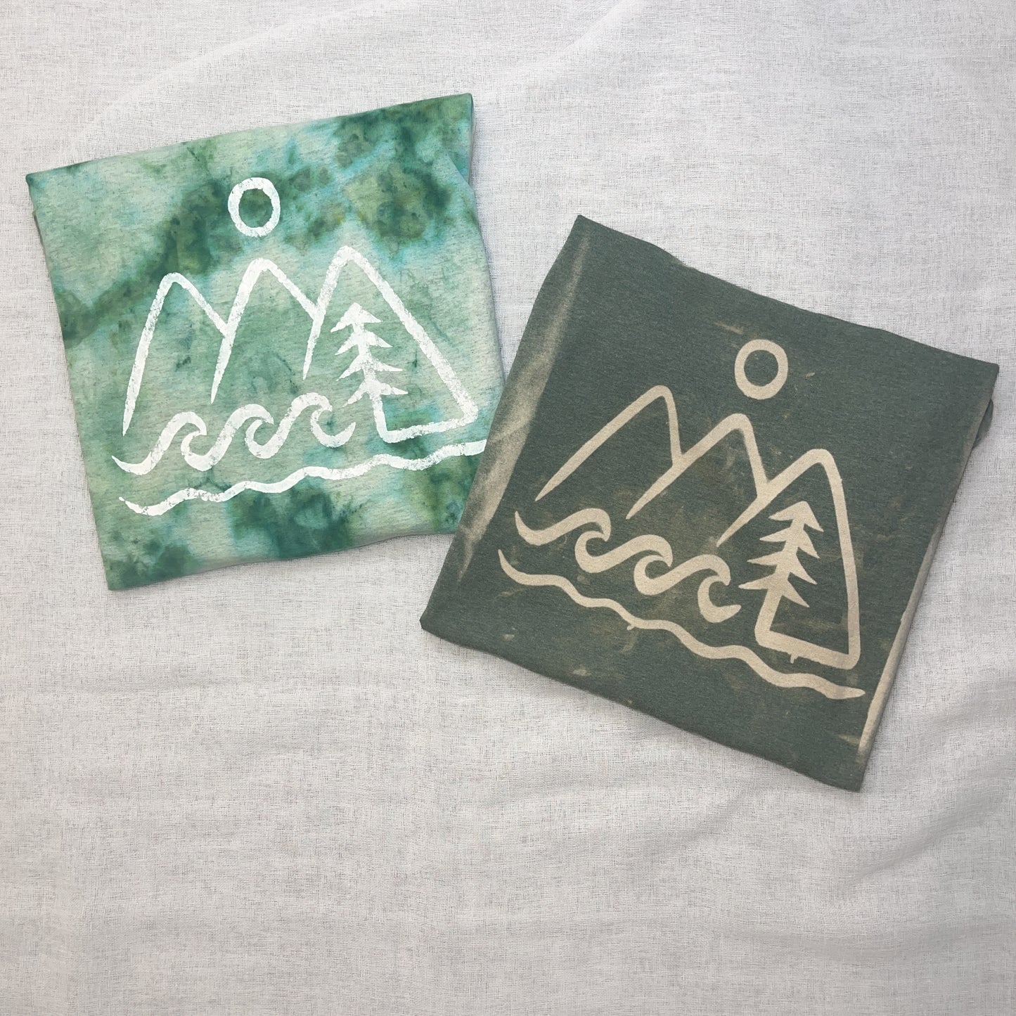 Green Bleached Triangles - Bleach Dyed Tee