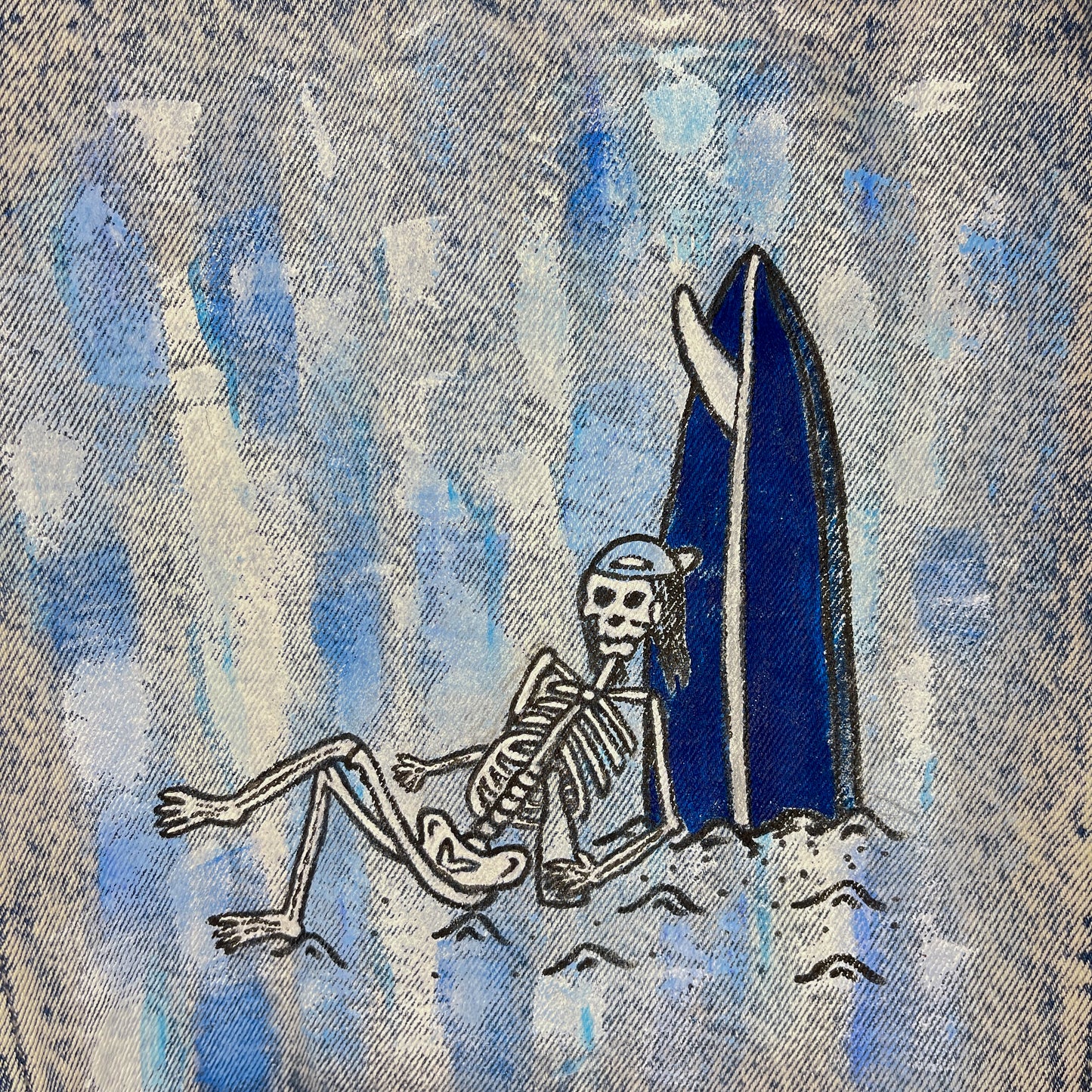 Painted Skeleton Surf Denim Jacket