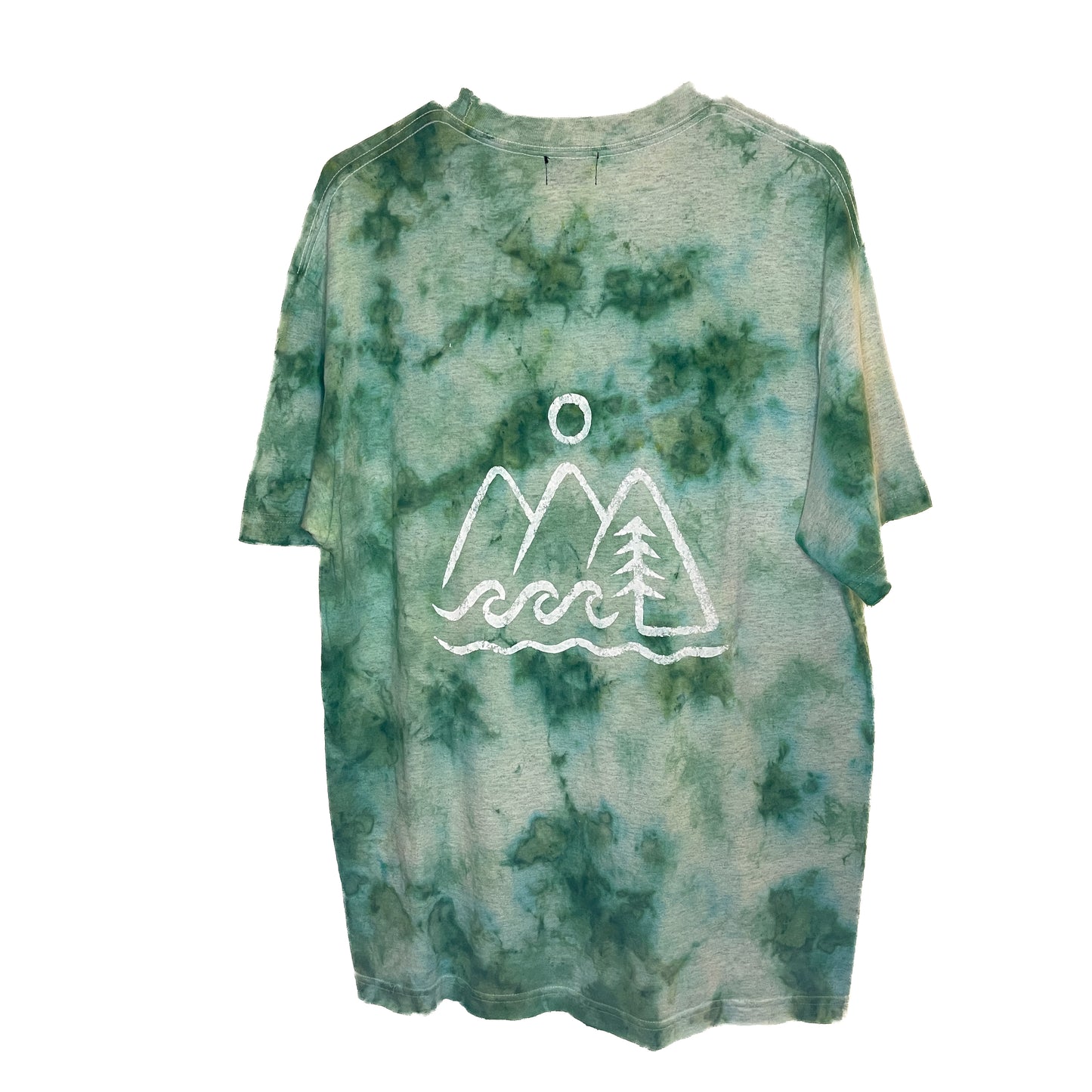 Green Bleached Triangles - Bleach Dyed Tee