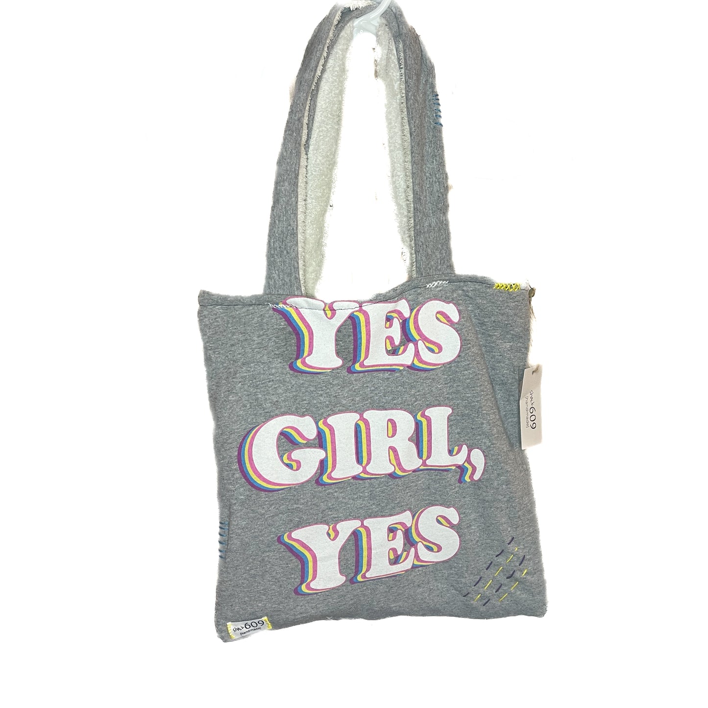 Upcycled & Stitched Yes Girl Beach Bag