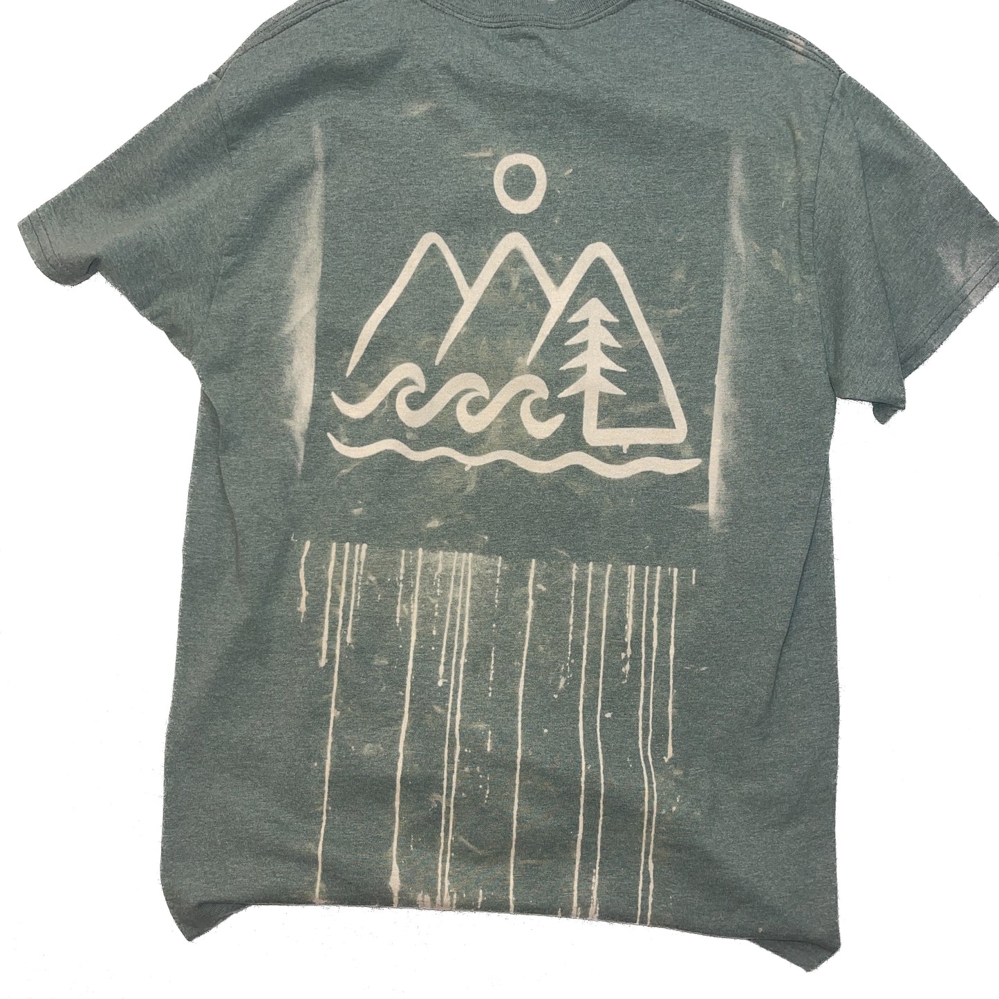 Green Bleached Triangles - Solid Tee